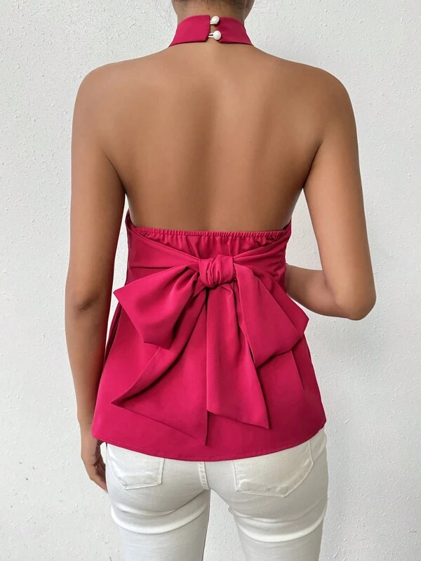 Privé Blusa Sin Mangas Con Cuello Halter Y Espalda Descubierta